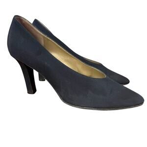 YSL Yves Saint Laurent Vintage Italy Leather Sole Black Pumps High Heel Shoes 7